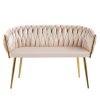 ELEGANCKA SOFA DO SALONU LUB GABINETU ROSE BEŻOWY VELVET ZŁOTE METALOWE NOGI - PRZÓD